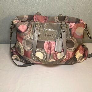 Coach Pink and Gray Signature Ashley Shoulder Bag